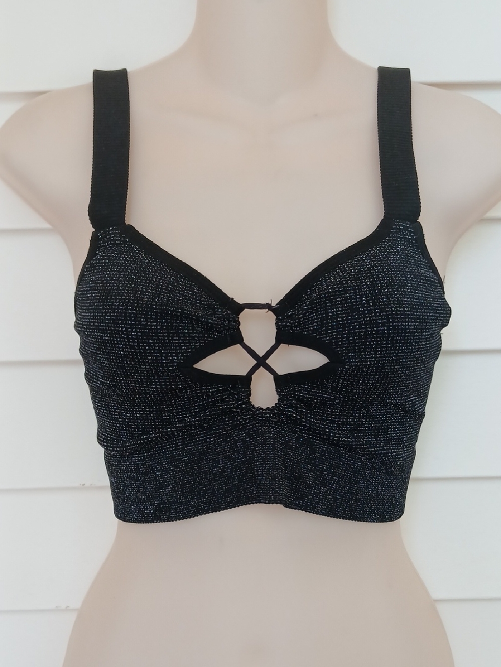 Urban Outfitters Out From Under Black Silver Sparkle Bralette M/L